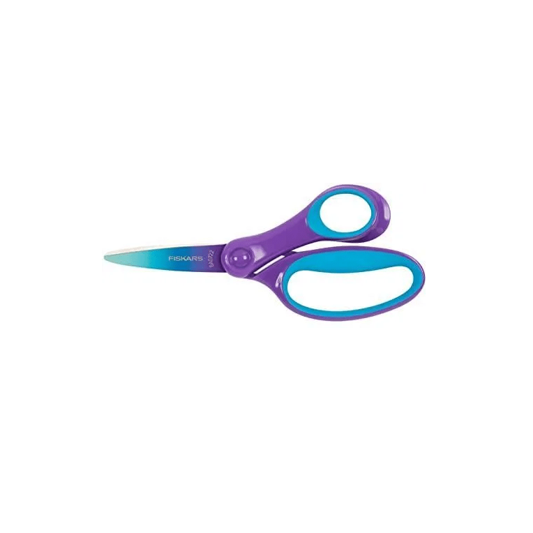 Fiskars Tijeras infantiles, Tijeras para niños grandes de 8 a 11 años, Para diestros, SoftGrip, Longitud: 15 cm, Color degradado, morado, 1067852 - Ferrotecnia