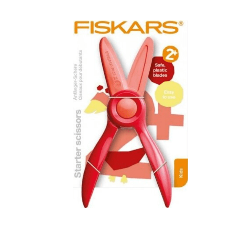 Fiskars Tijeras para niños, A partir de 2 años, Para aprender a cortar, Longitud: 13 cm, Hojas y mangos de plástico, Rojo, Starter, 1064065 - Ferrotecnia