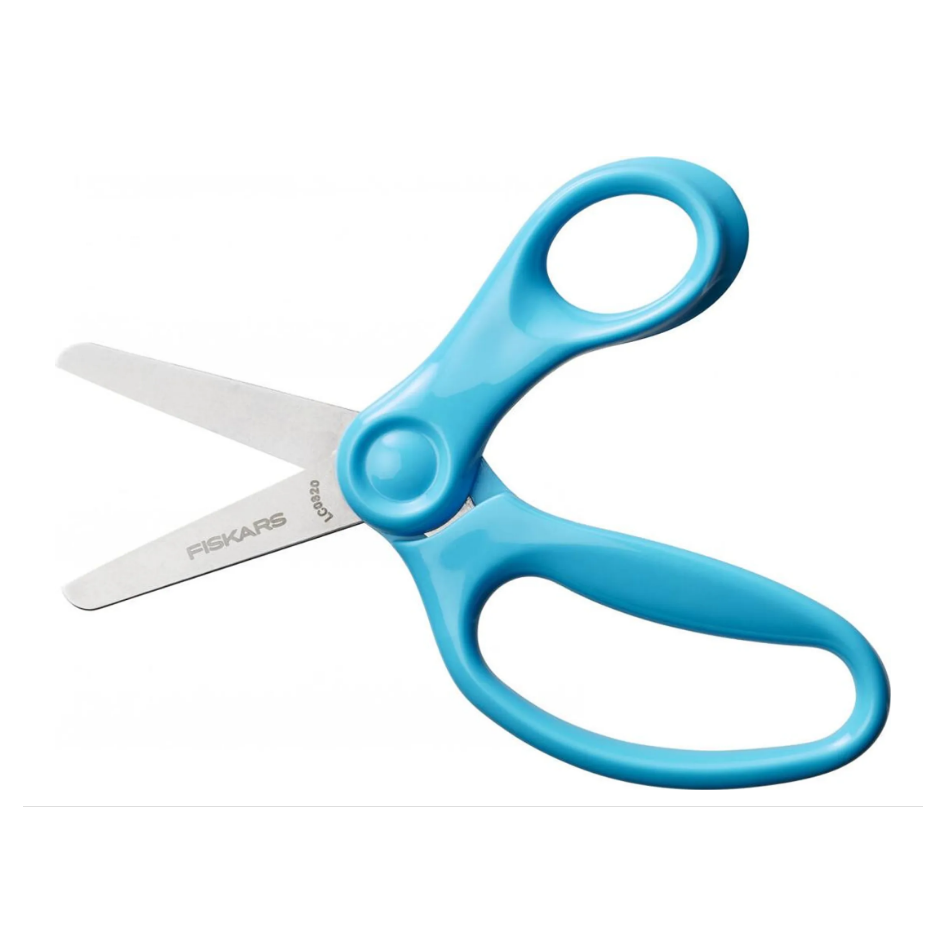 Fiskars Tijeras para niños, A partir de 6 años, Longitud: 13 cm, Para diestros y zurdos, Hoja metálica/mangos de plástico, Turquesa, 1064072