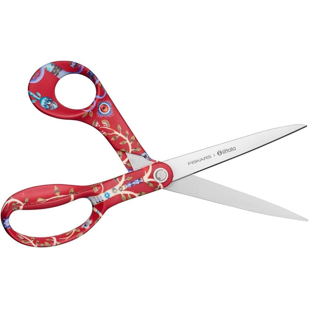 Fiskars Tijeras X Iittala con diseño Taika, Diestras, Longitud 21 cm, Hojas de Acero Inoxidable, Taika Rojo, 1071491 - Ferrotecnia