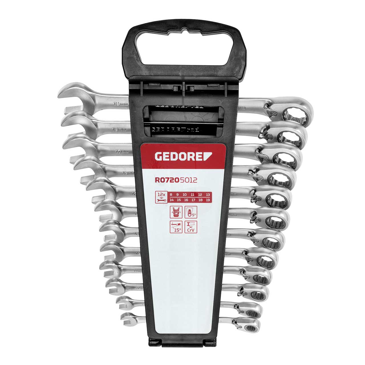 GEDORE red R07205012 - Juego de 12 llaves de carraca combinadas de carraca 8 - 19 mm (3300873) - Ferrotecnia