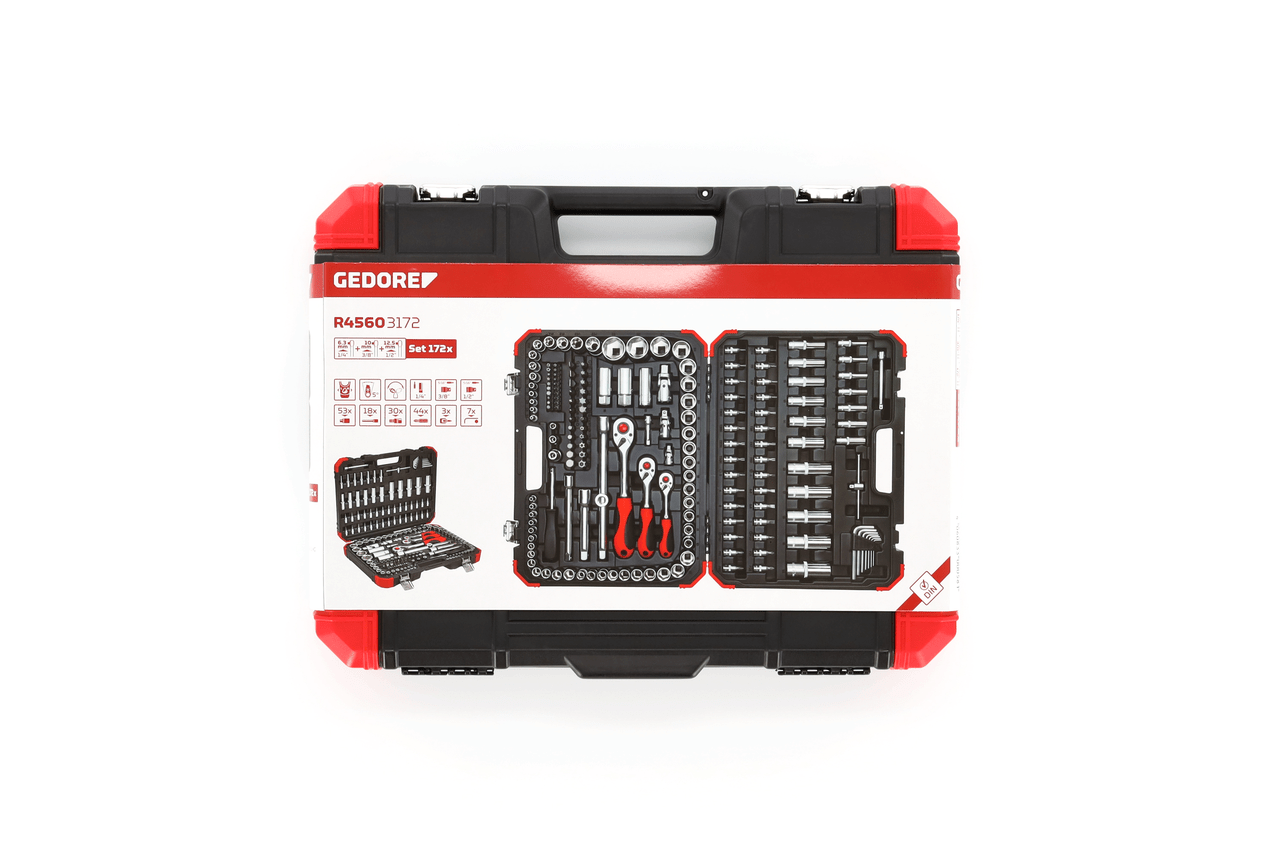 GEDORE red R45603172 - Juego de llaves de vaso 1/4"+3/8"+1/2", 172 piezas - Ferrotecnia