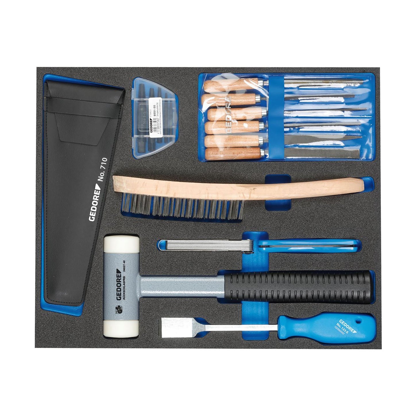 GEDORE TS CT2 - 710 - Surtido de herramientas varias en módulo de espuma Check - Tool de doble cuerpo, 17 piezas - Ferrotecnia
