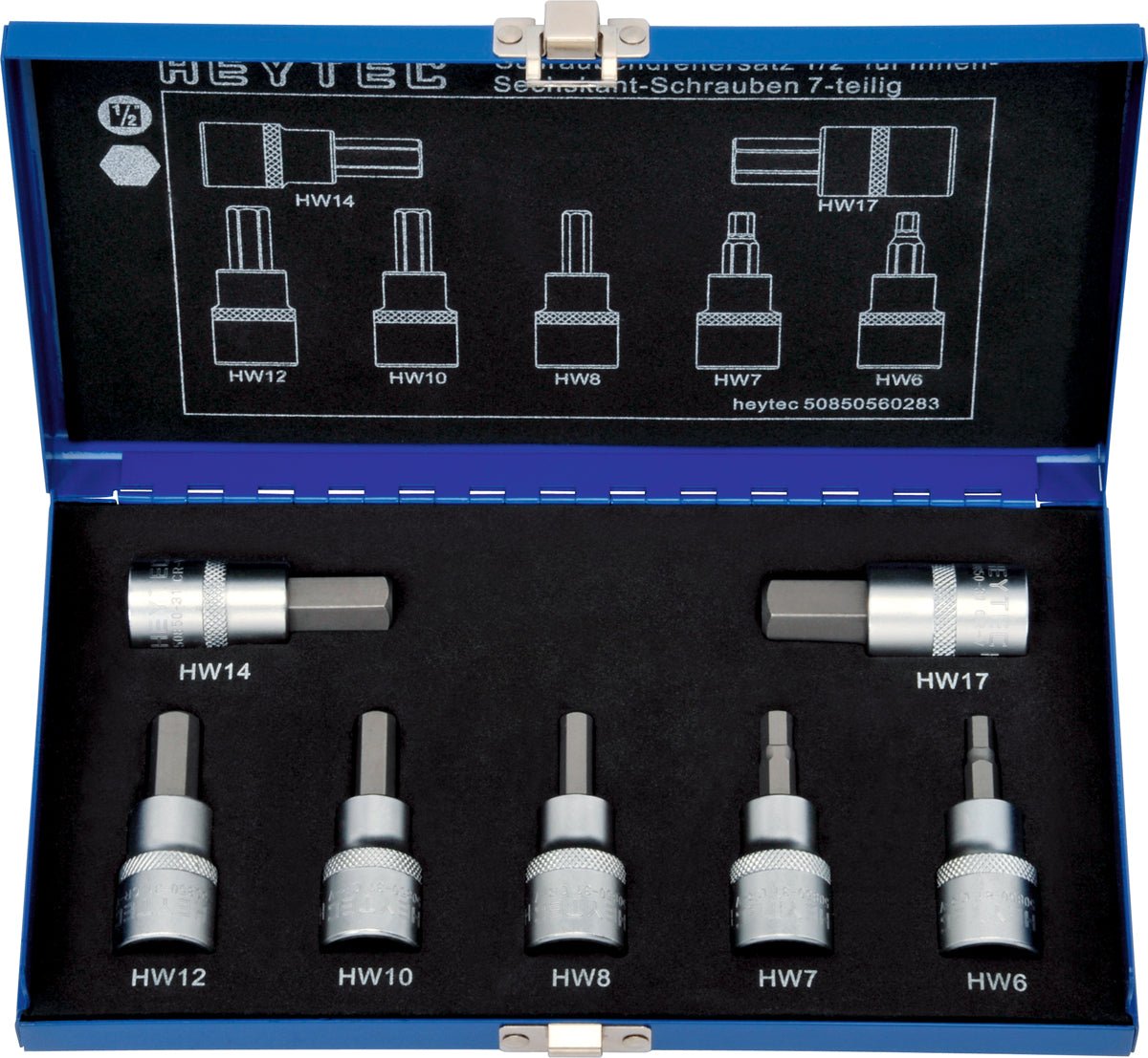 HEYTEC 50850560283 - Juego vasos atornillador hexagonales 1/2" 5086301 - Ferrotecnia