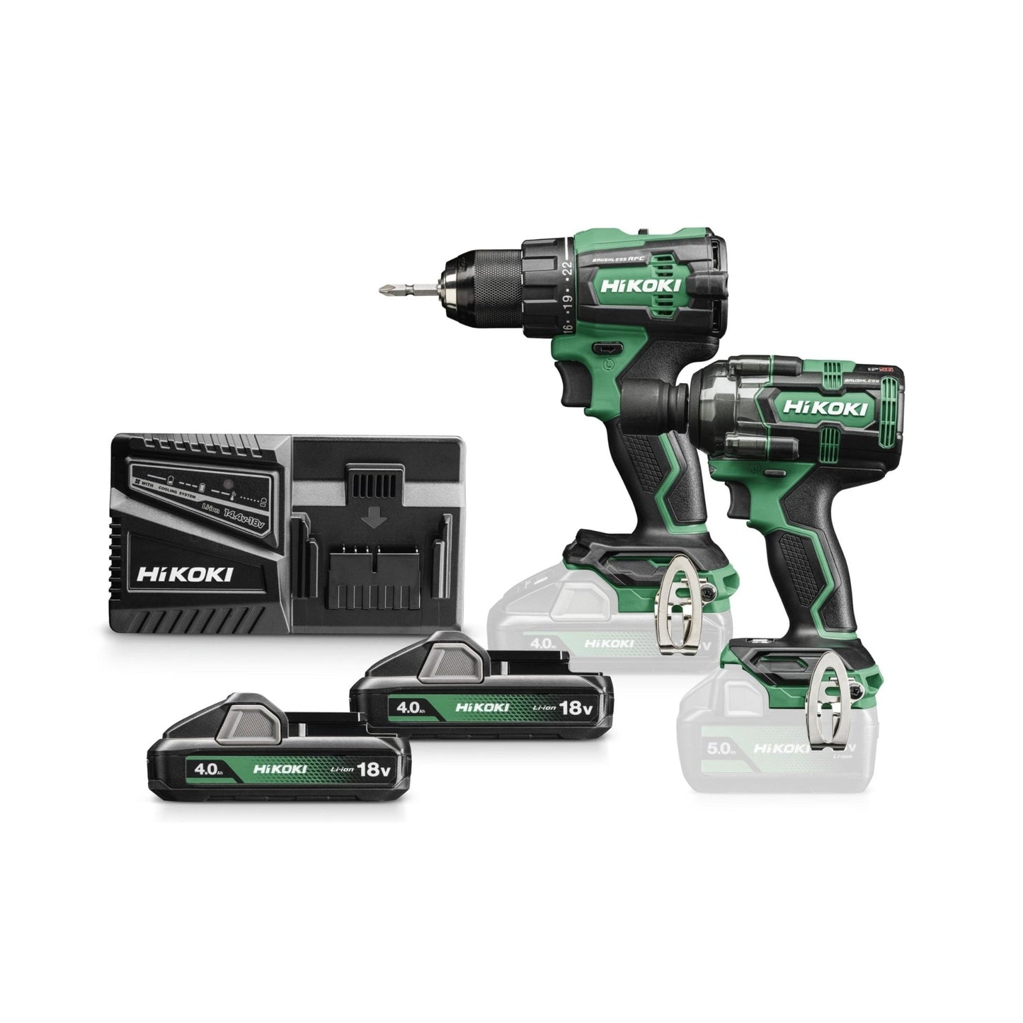 Hikoki KC18DEWLZ - Kit 18V taladro atornillador DS18DE + llave de impacto WR18DH, 2x4,0 Ah, maletín - Ferrotecnia