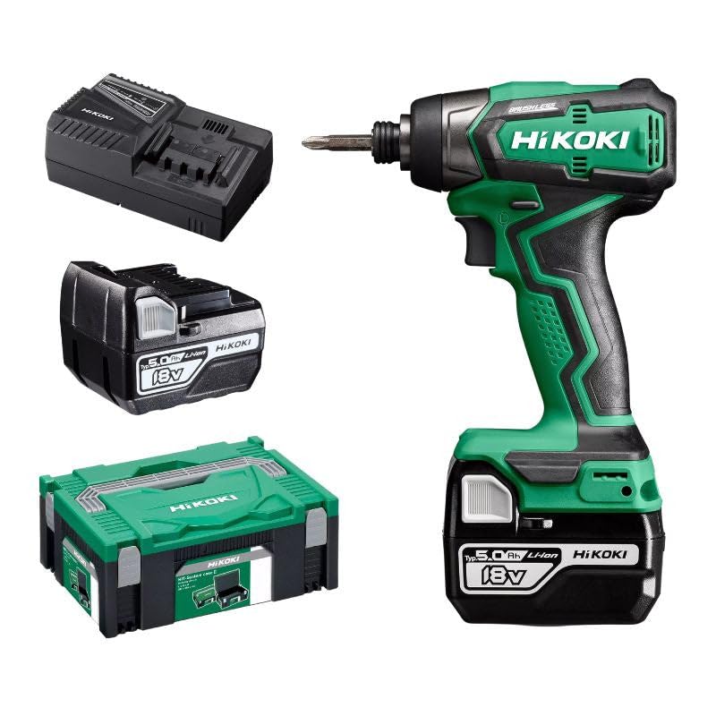 Hikoki WH18DDWPZ - Atornillador de impacto de batería 18 V 140 Nm, 2 baterías 5,0 Ah y maletín