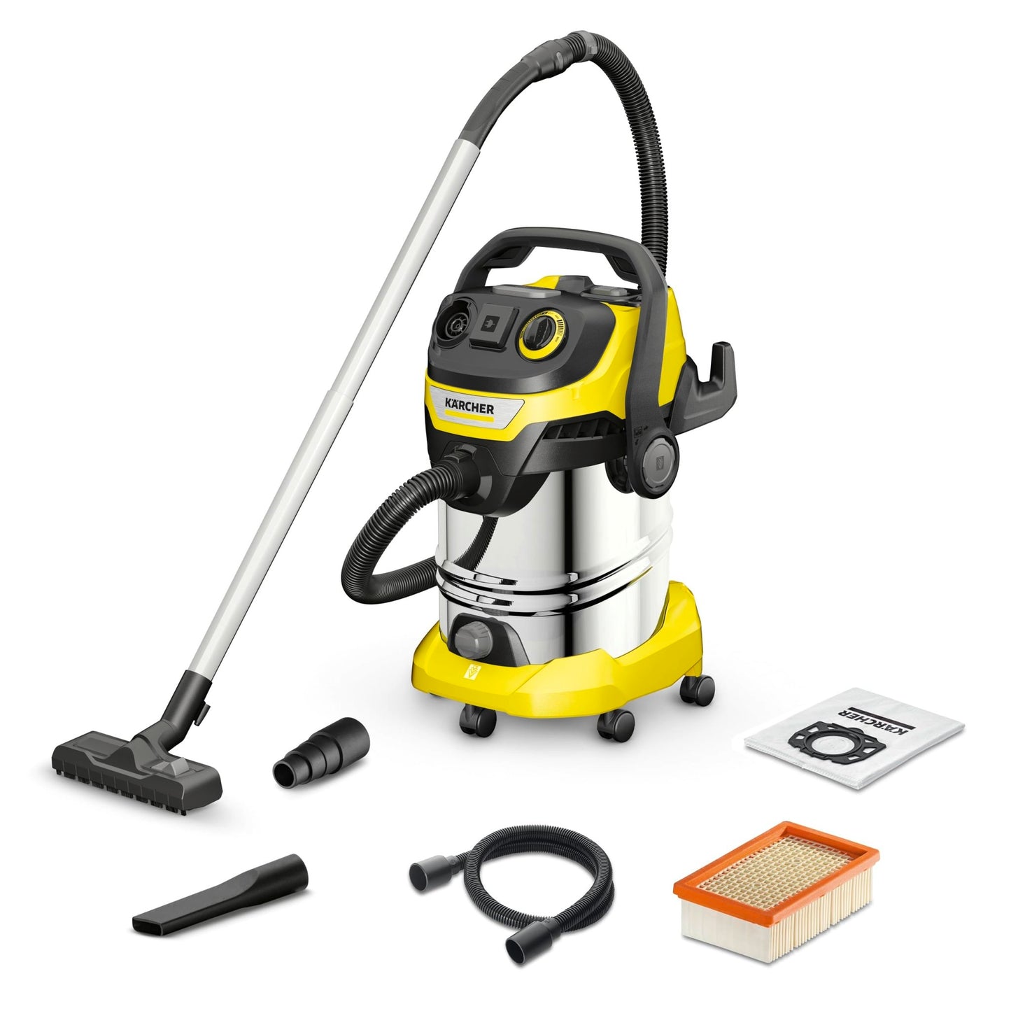 Kärcher 1.628-361.0 - Aspirador en seco y húmedo WD 6 P S V-30/6/22/T, 30 l inox, 1300 W