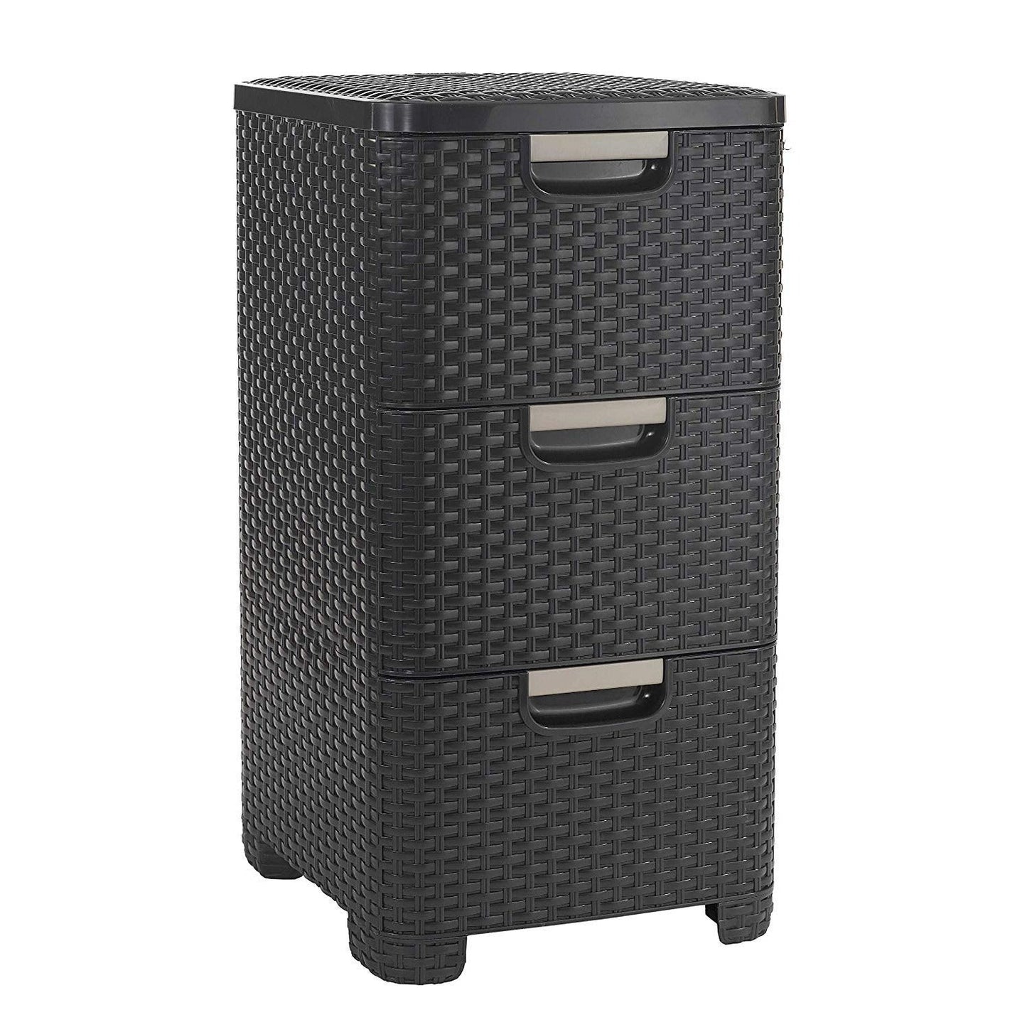 Keter 206313 - Cajonera Style de 3 cajones 14 L efecto ratán marrón 33x38x63 cm - Ferrotecnia