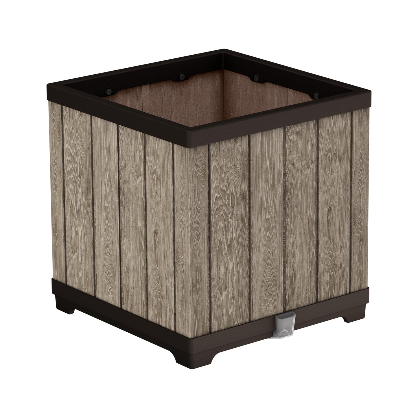 Keter 262635 - Macetero de resina Deco cuadrado 61 L 45,5x45,5x45,5 cm gris fresno y marrón