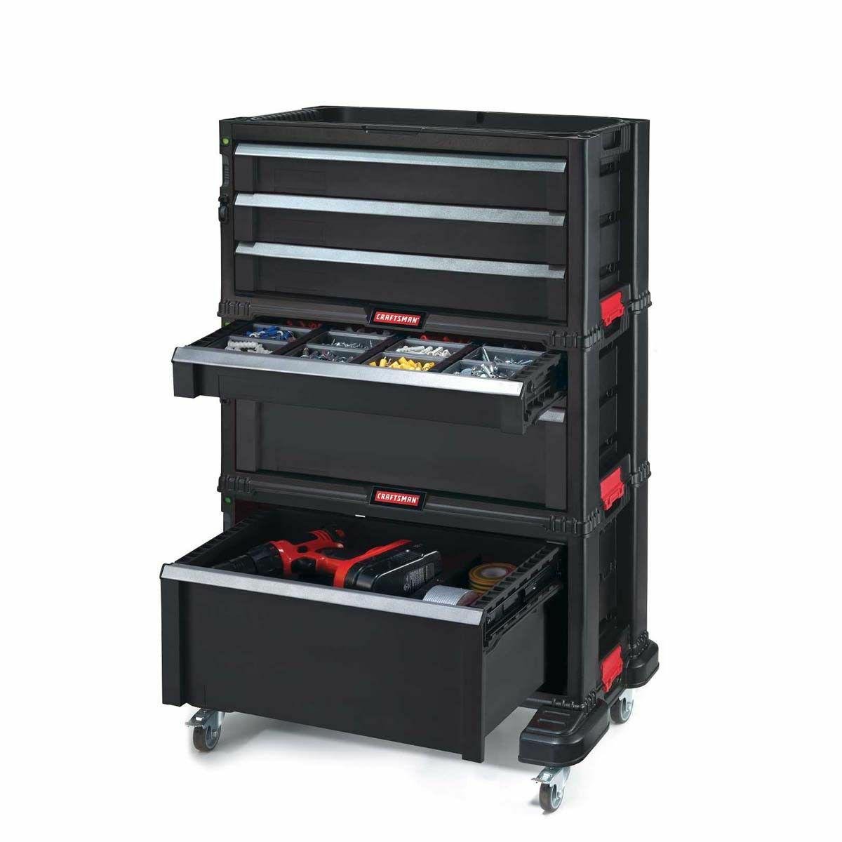 Keter Carro de Herramientas con 3 cajones Ref 237791, Madera contrachapada, Negro, 59,8 x 37,7 x 83,2 cm