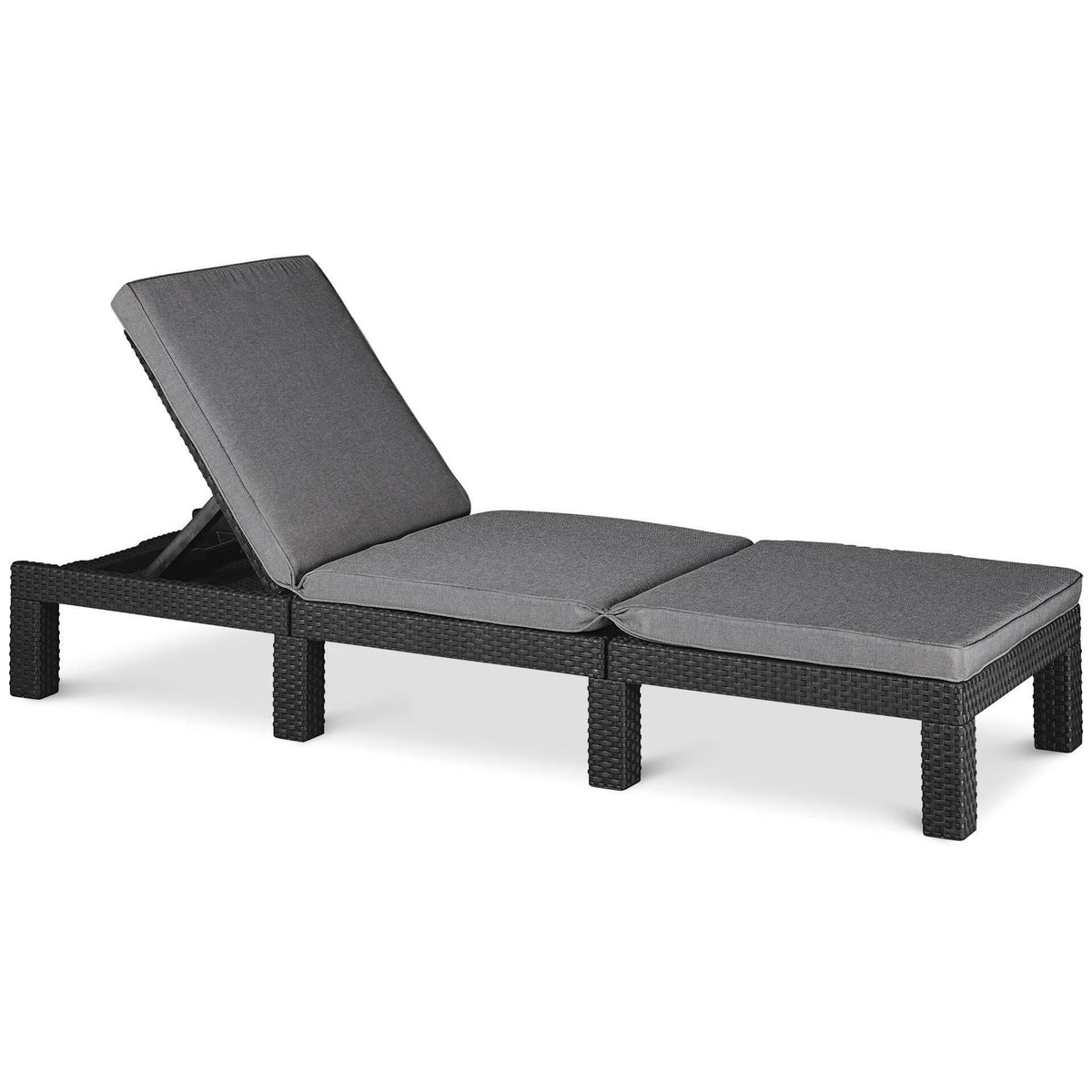 Keter Daytona Deluxe-Tumbona de Jardín, para Exterior terrazas, Patios, Jardines, con Respaldo reclinable en 4 Posiciones, Estructura Reforzada con cojín Incluido, Color Gris - Ferrotecnia