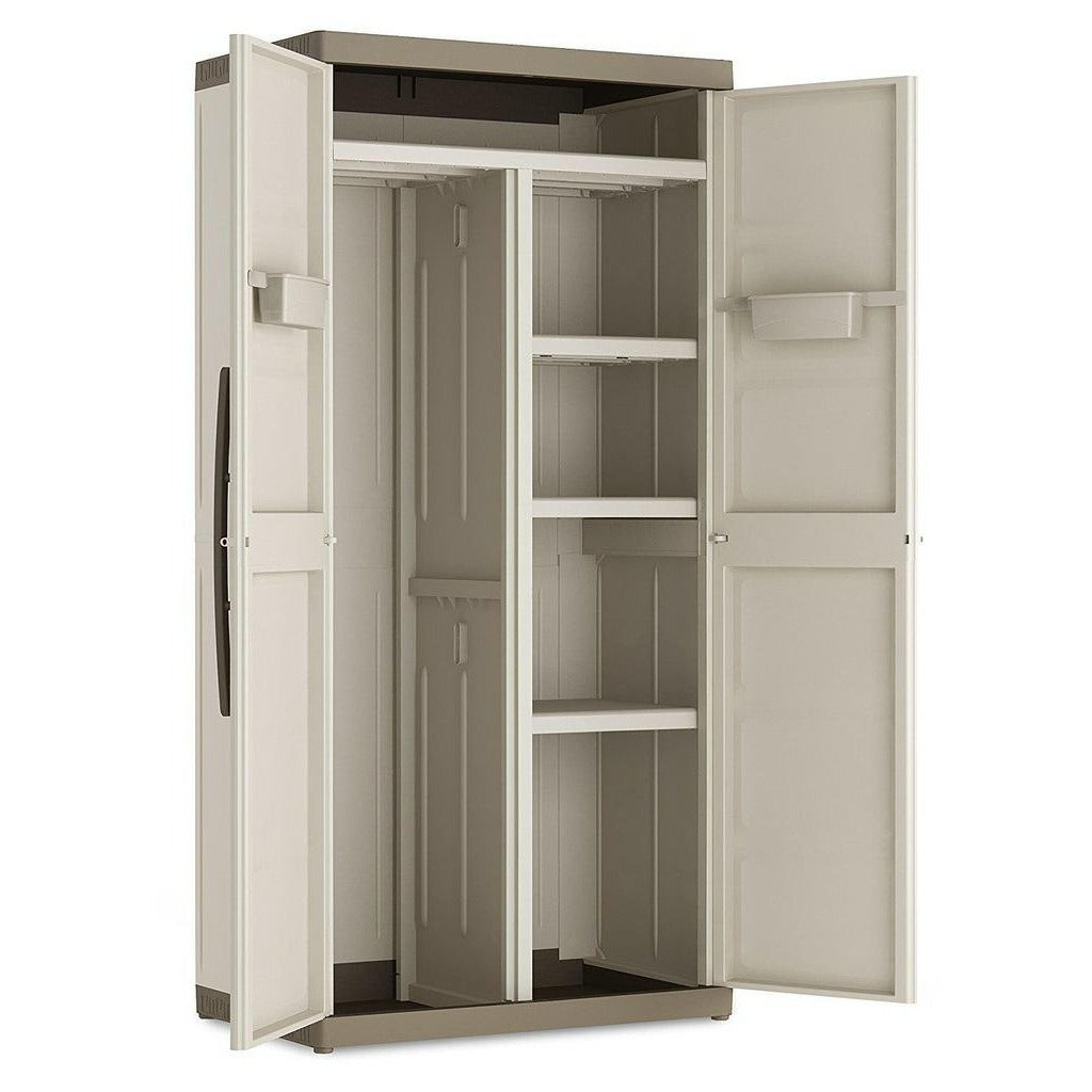 Keter Excellence Armario XL escobero, Resina, Arena/Gris