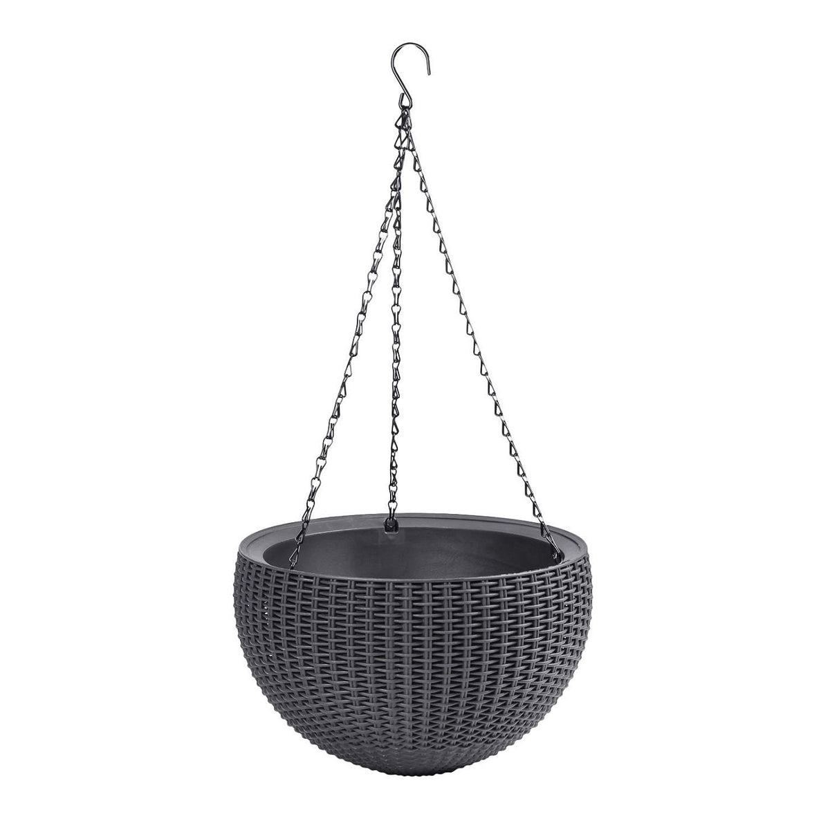 Keter- Maceta Colgante con 3 Cadenas; 100% Material Reciclado; 35 x 35 x 22 cm; Capacidad 8,6 L; Cuerpo Ratán
