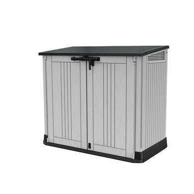Keter Midi - Arcón de jardín y balcón 132 x 71,5 x 113,5 cm, gris y negro