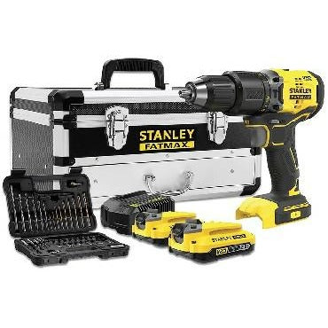 KIT: Taladro Percutor BRUSHLESS V20 Li-Ion 18V SFMCD715 + Set de 50 piezas con 2 baterías Li-Ion 2Ah, cargador 2A y Caja de Herramientas metálica con cajón