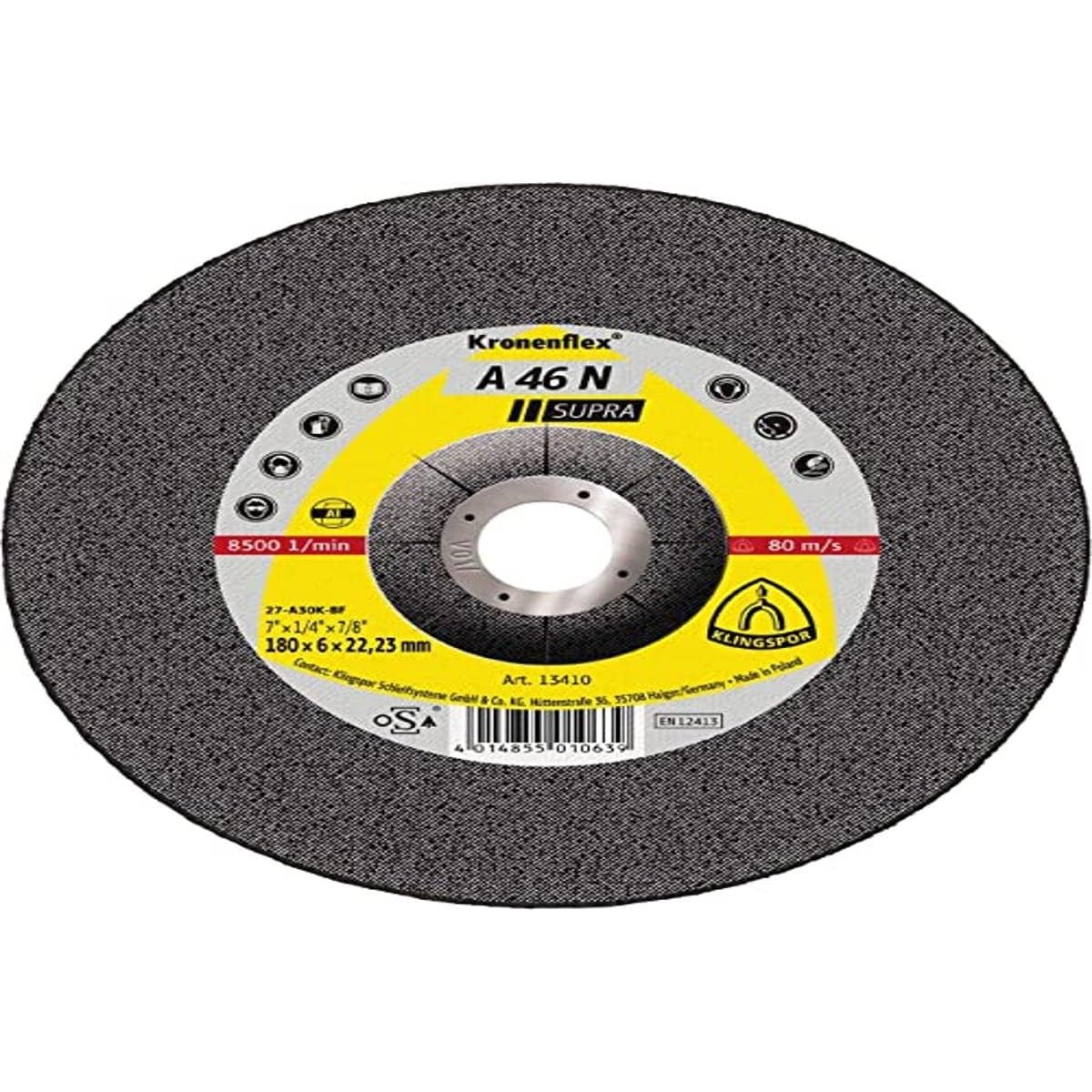Klingspor 2226 - Disco de desbaste Kronenflex A 46 N Supra para aluminio, 125 x 6 x 22,23 mm - Ferrotecnia