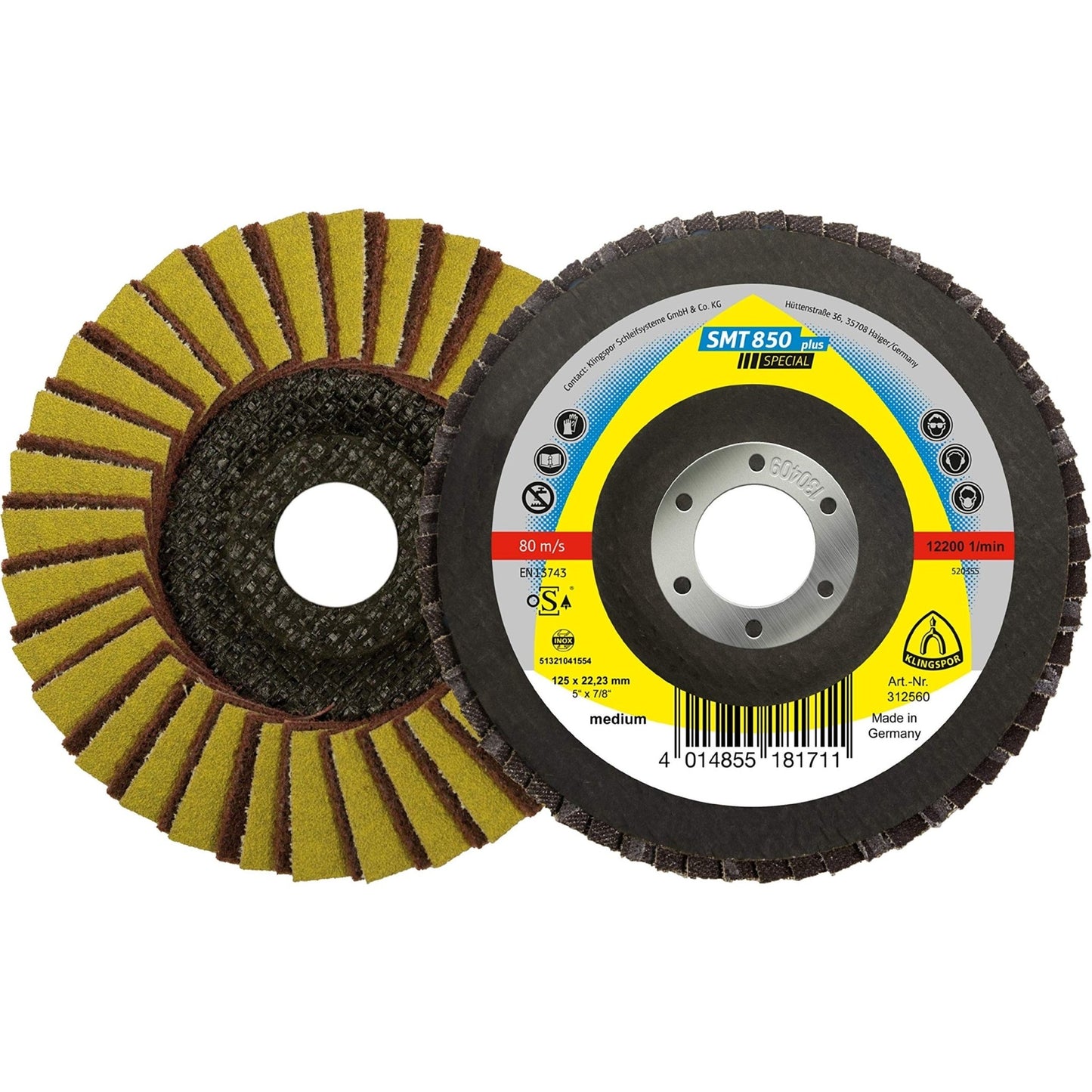 Klingspor 312559 - Disco de láminas combinado SMT 850, no tejido y papel, grano 60, 125 x 22,23 mm - Ferrotecnia
