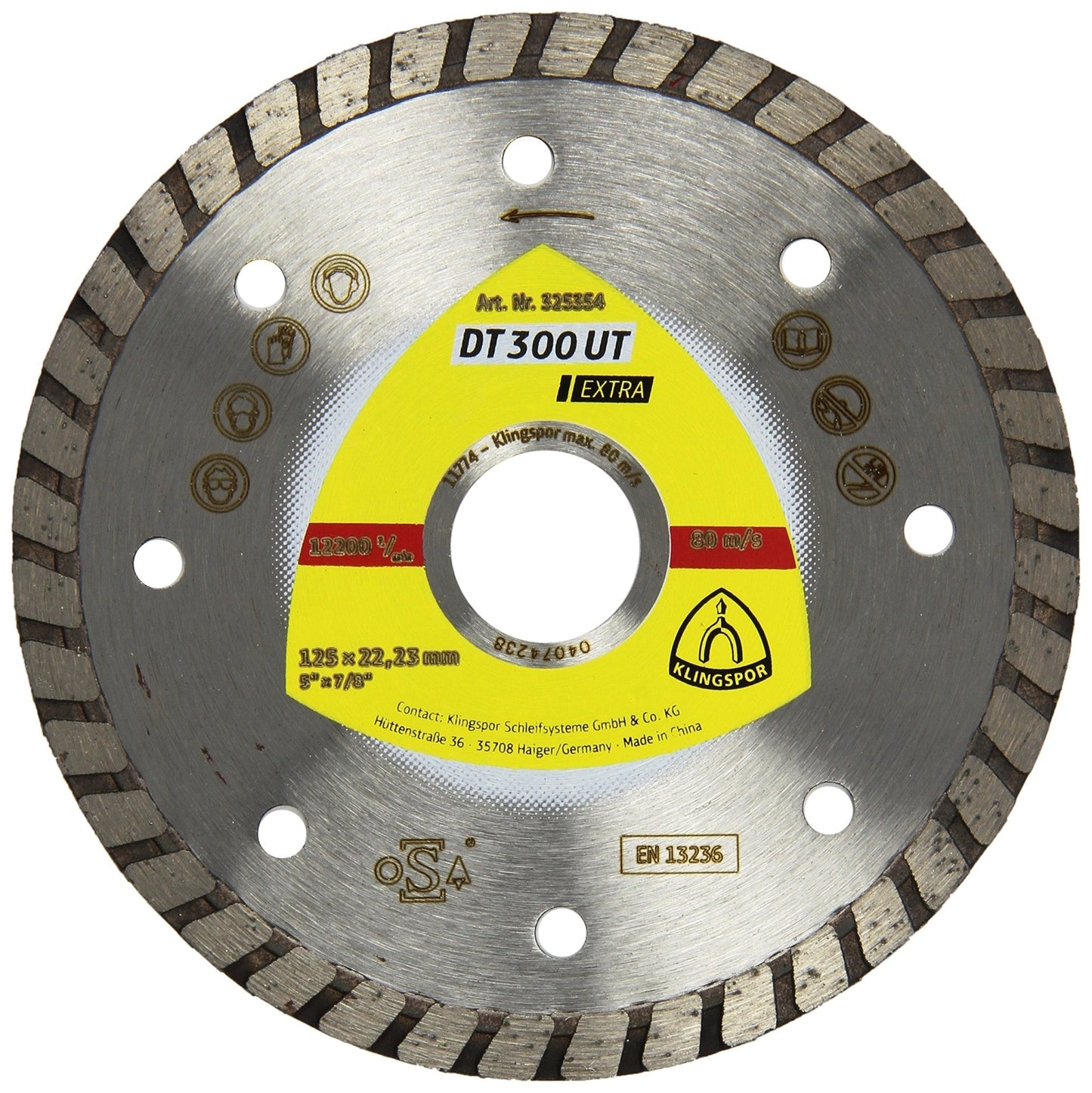 Klingspor 325354 - Disco de corte de diamante turbo DT 300 UT, 125 x 1,9 x 22,23 mm, para hormigón