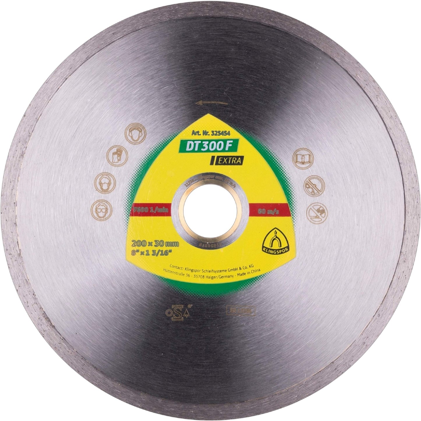Klingspor 325454 - Disco de corte de diamante DT 300 F, banda continua, 200 x 1,6 x 30/25,4 mm, para cerámica