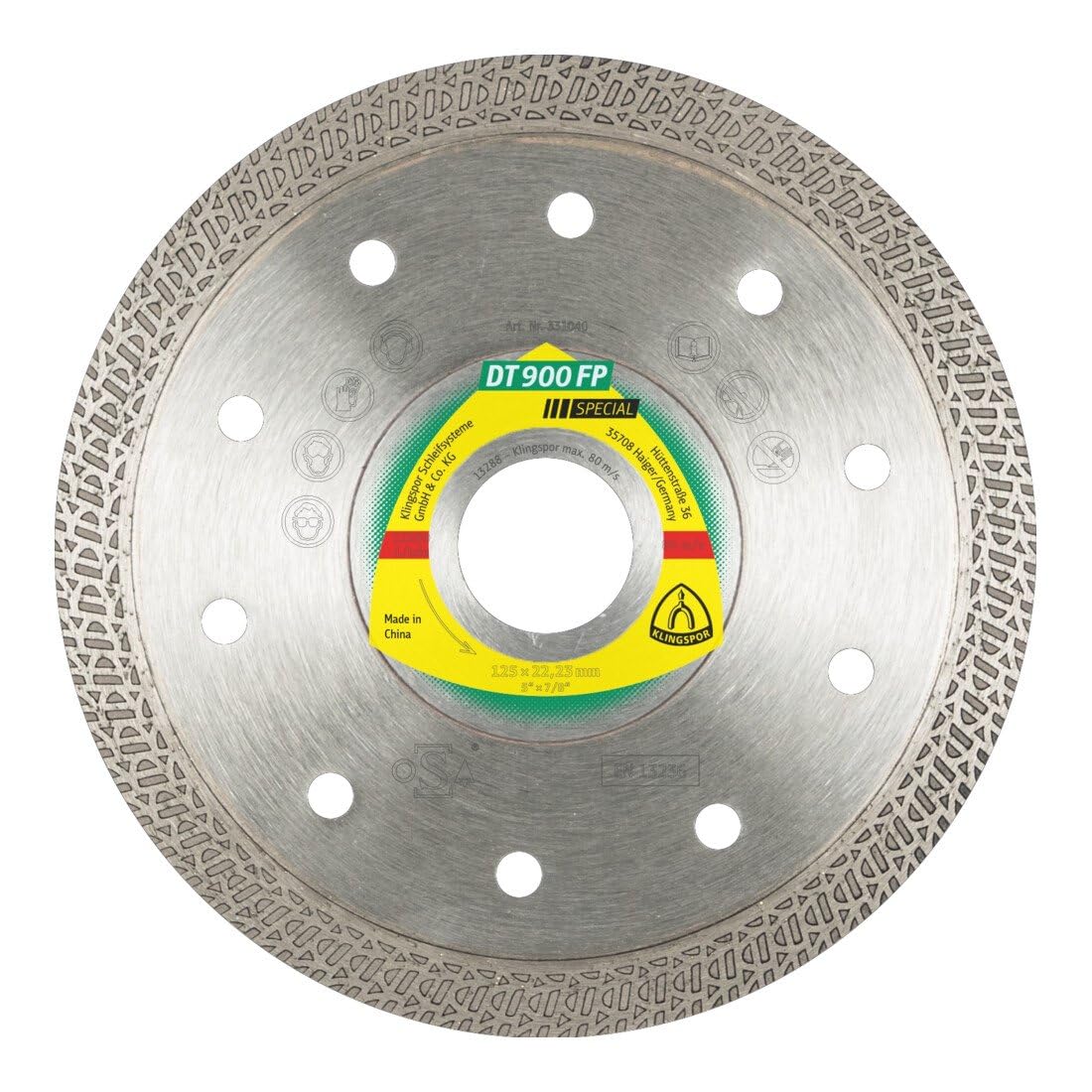 Klingspor 331040 - Disco de corte de diamante turbo DT 900 FP, 125 x 1,4 x 22,23 mm, para gres y cerámica