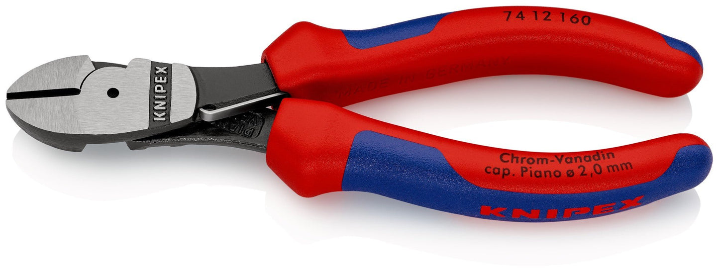 Knipex 74 12 160 - Alicate de corte diagonal de fuerza Knipex 160 mm. con mangos bicomponentes y muelle de apertura automática - Ferrotecnia