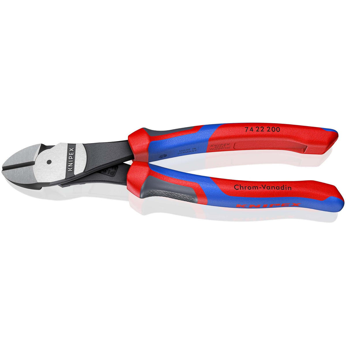 Knipex 74 22 200 - Knipex 200 mm force diagonal cutting pliers. with two-component handles and 25º angled mouth