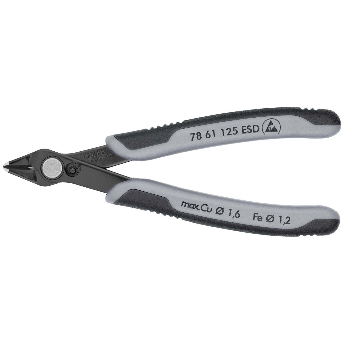 Knipex 78 61 125 ESD - Knipex SuperKnips 125 mm electronic cutting pliers. with two-component handles. Bevelless edges. Suitable for fiberglass. Electrostatic discharge