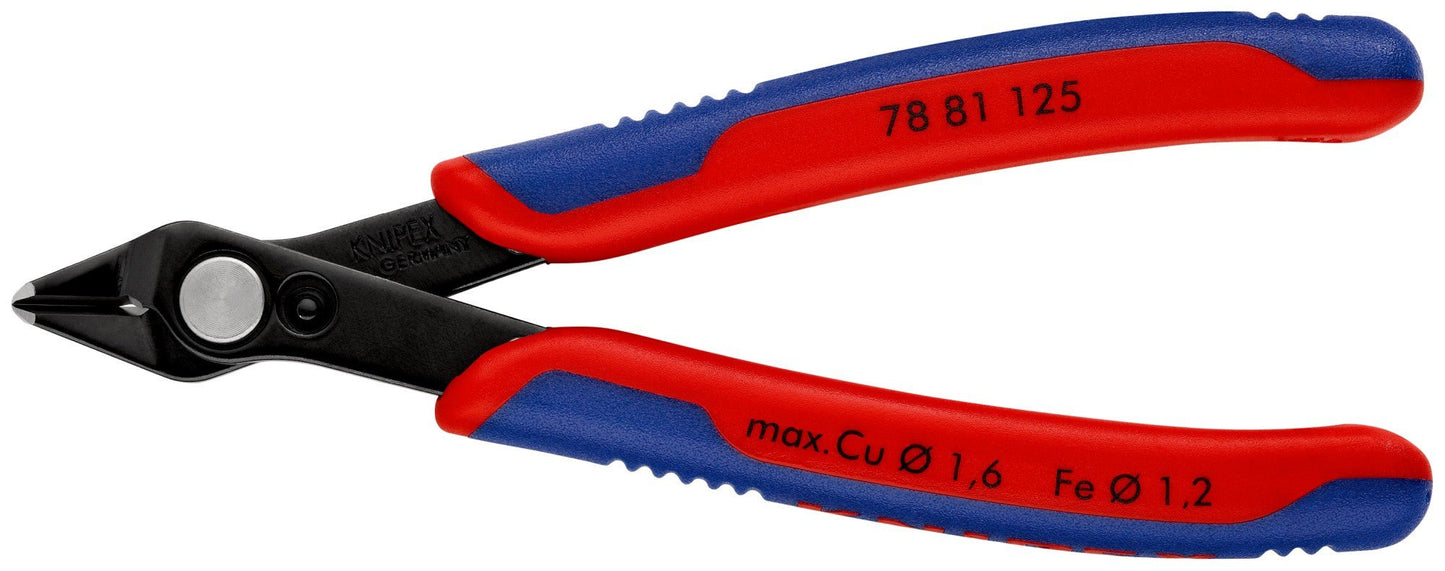 Knipex 78 81 125 - Alicate de corte para electrónica Knipex SuperKnips 125 mm. con mangos bicomponentes. Filos con bisel pequeño. - Ferrotecnia