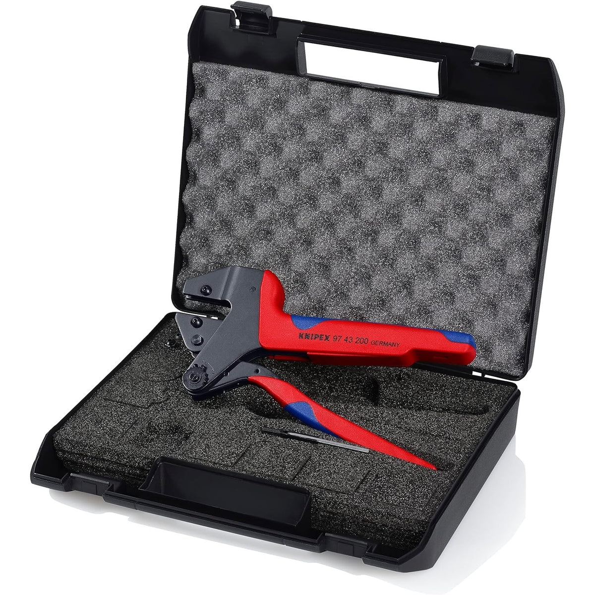 Knipex 97 43 200 - Alicate para crimpar terminales Knipex en estuche plástico (para mordazas intercambiables)
