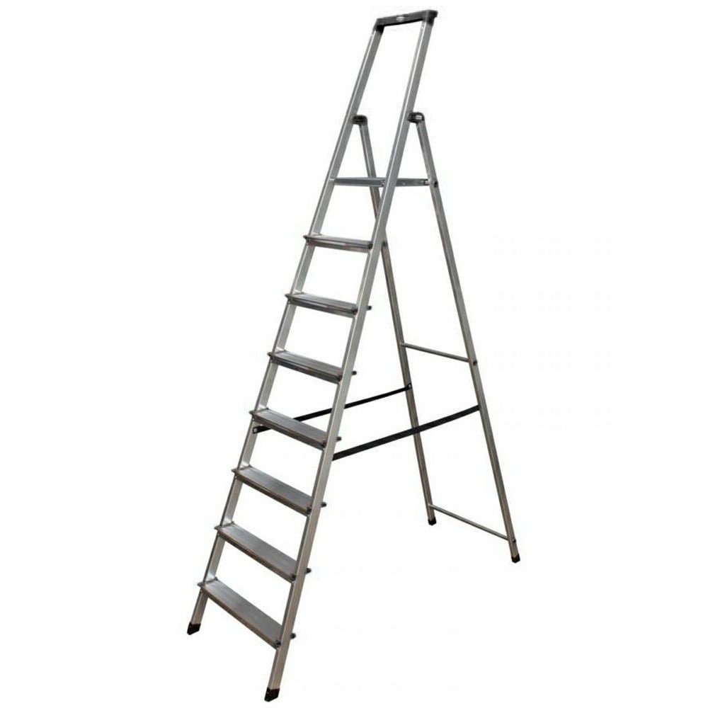 Krause 126269 - Escalera de tijera de aluminio Solidy, 8 peldaños, altura de trabajo 3,70 m - Ferrotecnia