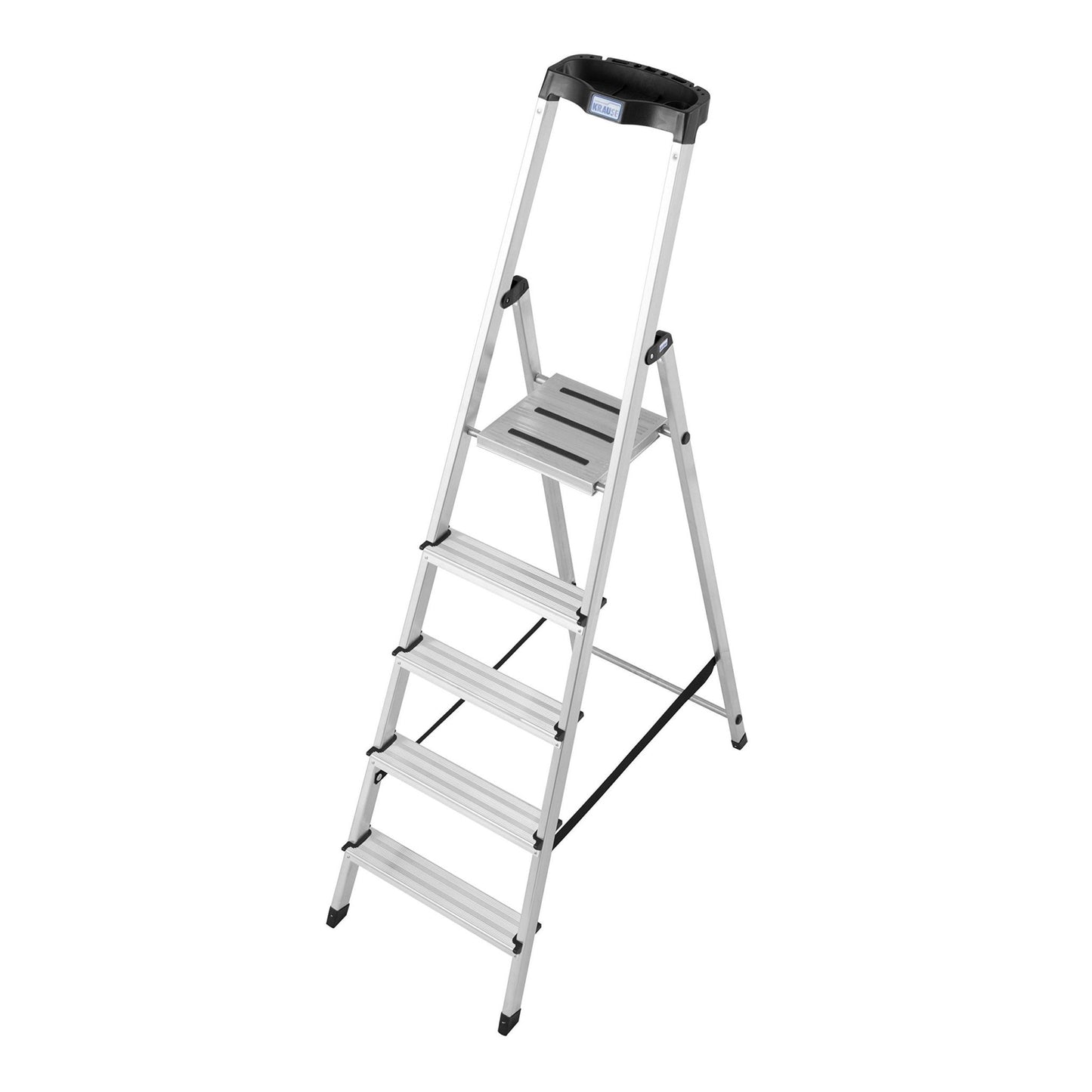 Krause 126337 - Escalera de tijera de aluminio Safety con estribo de seguridad, 5 peldaños - Ferrotecnia