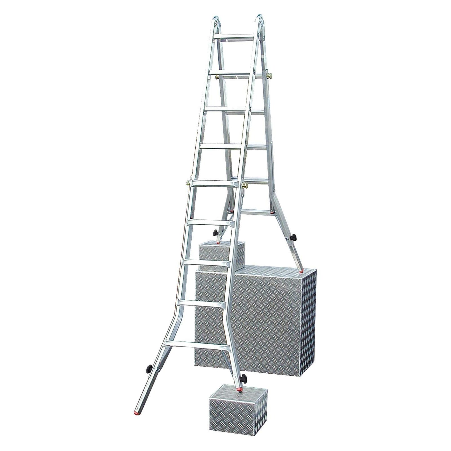 Krause 129987 - Escalera articulada telescópica TeleVario con patas regulables, 4x5 peldaños, altura de trabajo 6,05 m