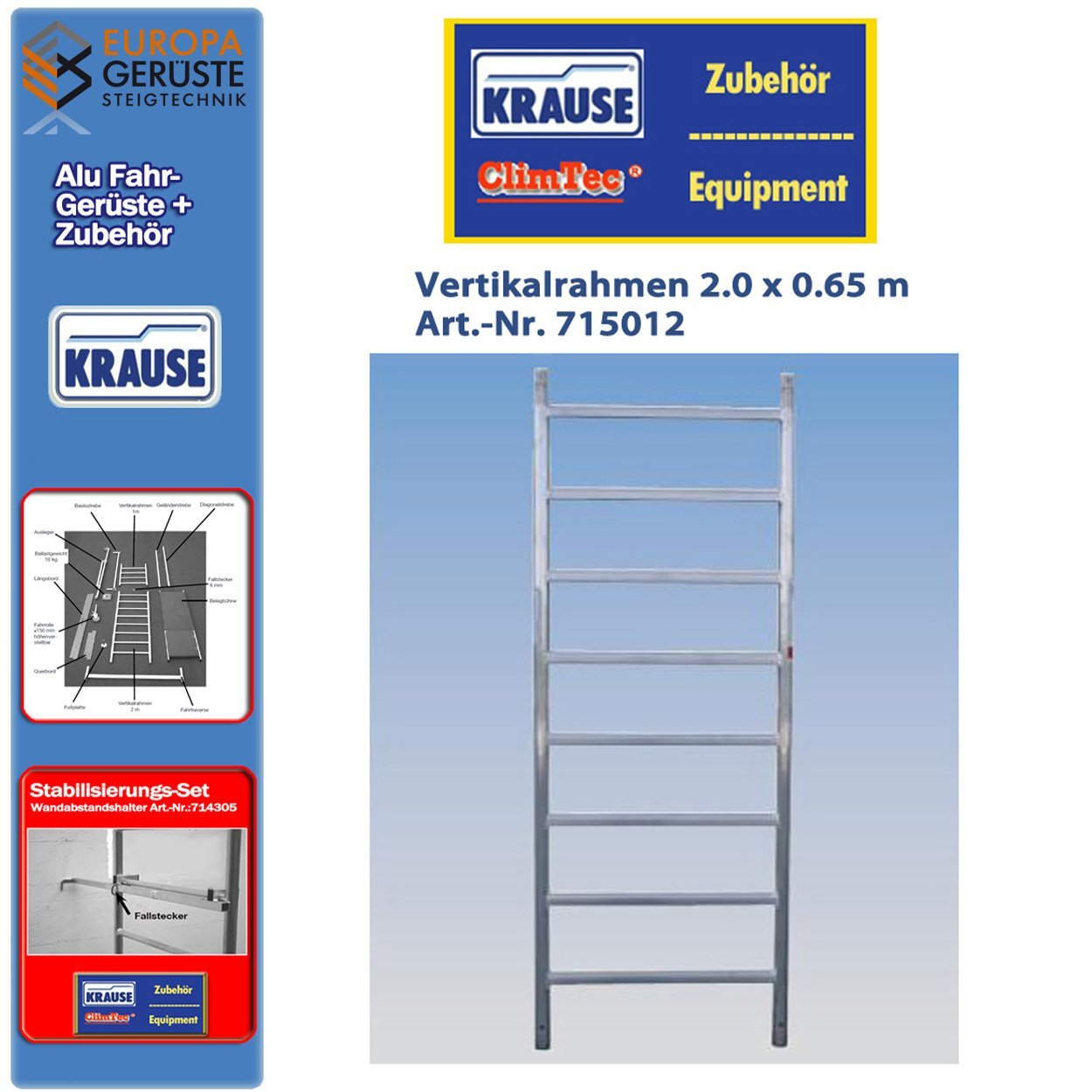 Krause 715012 - Marco vertical ClimTec, 2,00x0,65 m