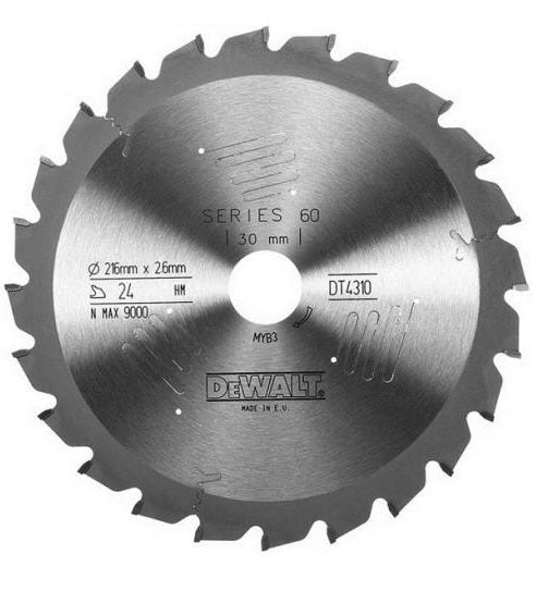 DeWalt DT4310-QZ - Hoja para sierra circular estacionaria, 216 x 30 mm, 24D ATB -5º
