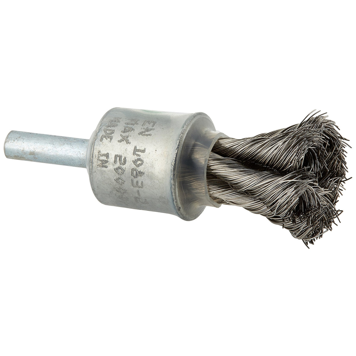LessMann 453358 - Knot end brush with 6 mm shank dia 19 mm 6 knots with rose bud steel wire stainless RO4 straight 0.25 mm high 28 mm