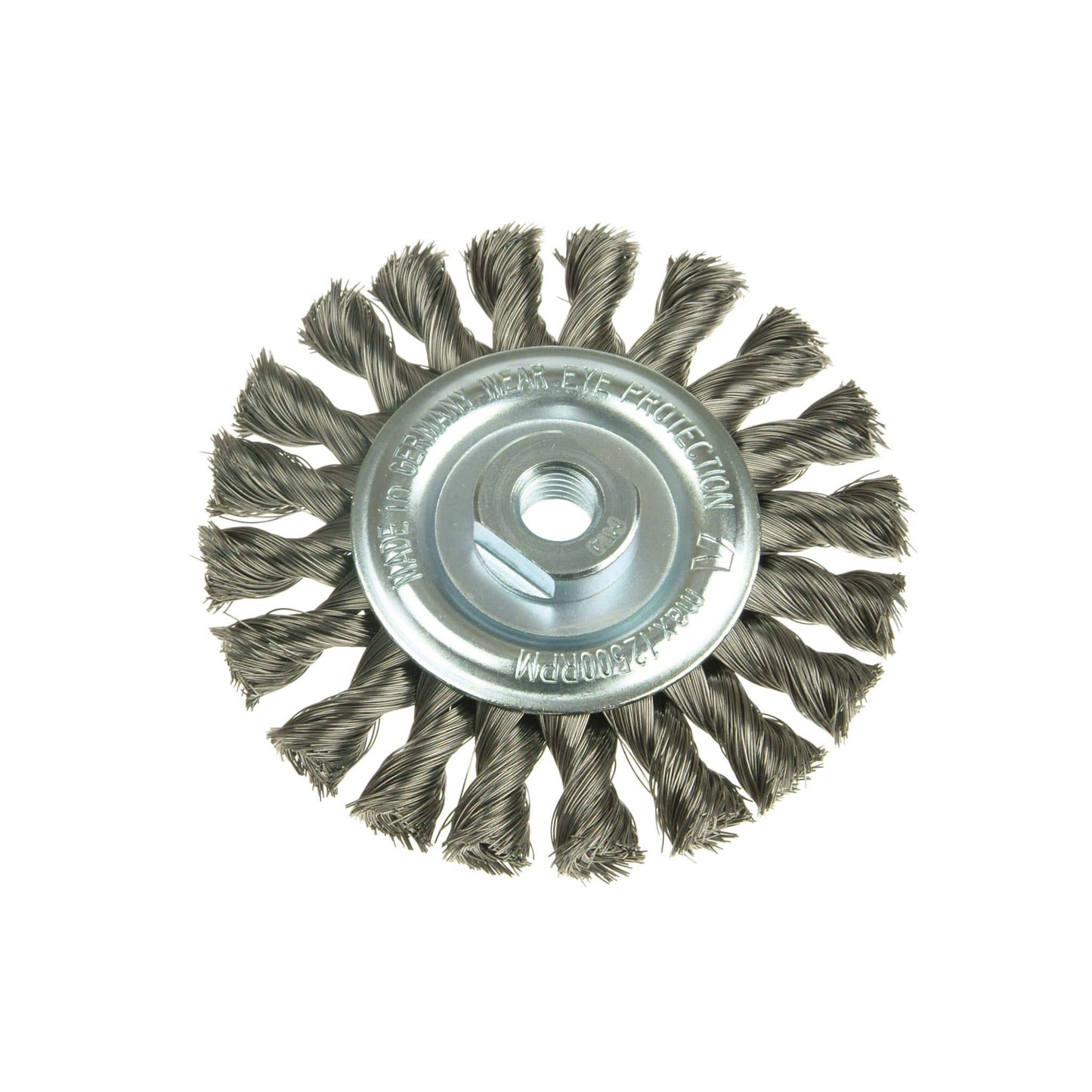 LessMann 471217 - Knot wheel brushes dia 100 x 12 mm 18 Z steel wire STH straight 0.50 mm thread M 14