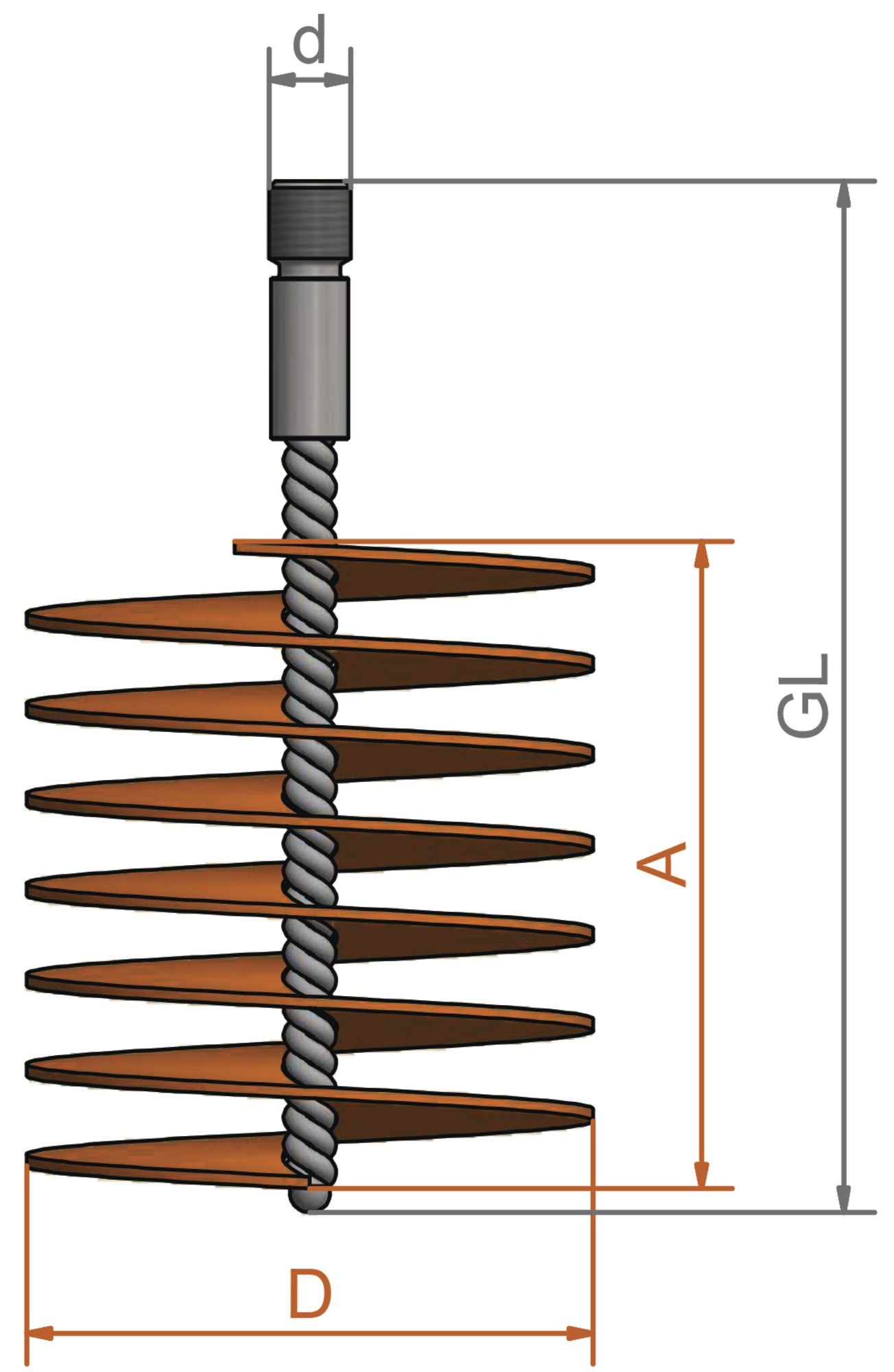 Lessmann 526169 - Cepillo limpiatubos doble alambre acero con casquillo roscado 526169 - Ferrotecnia