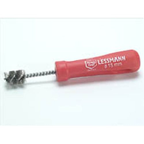 LessMann 562518 - Fitting brushes plastic handle red with hanging hole IBM 185 x 20 mm dia 18 mm steel wire stainless ROF crimped 0.15 mm