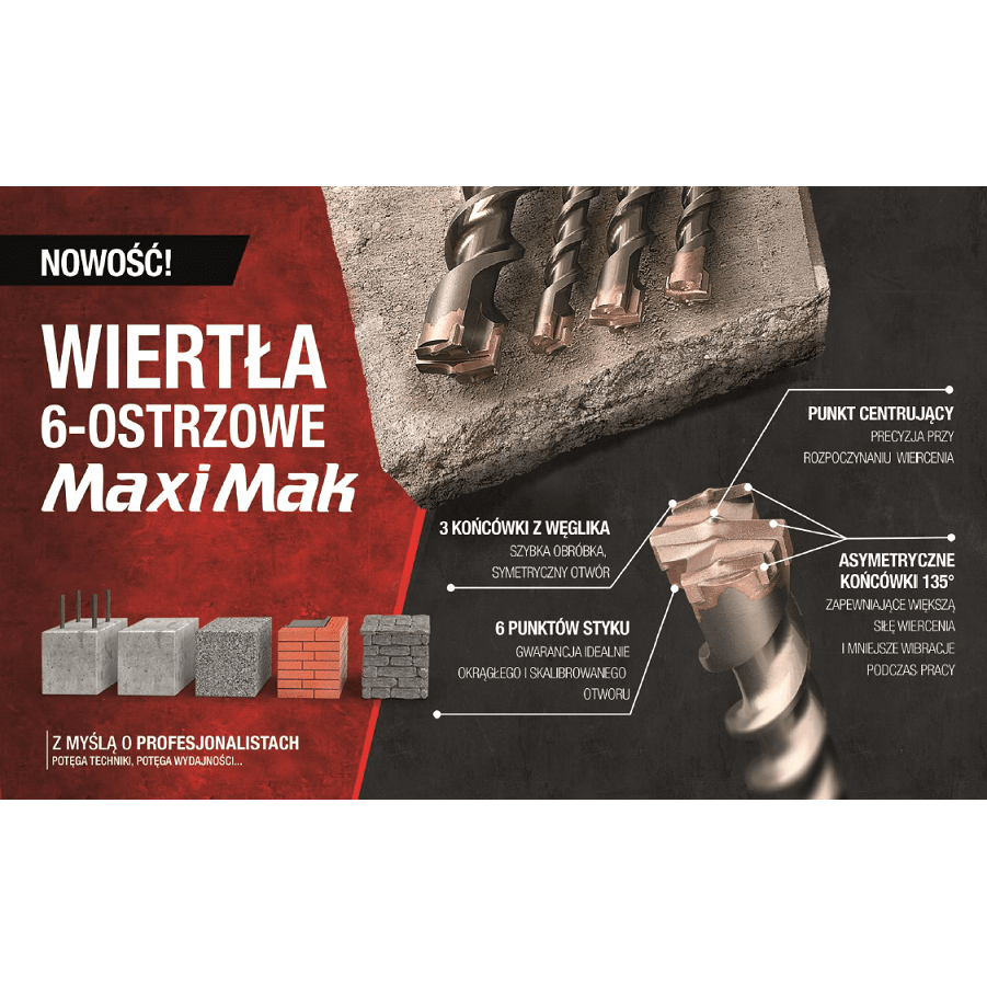 Makita B-30209 - Broca SDS-Max Maxi Mak de 6 filos, 20 x 1.360 x 1.500 mm - Ferrotecnia
