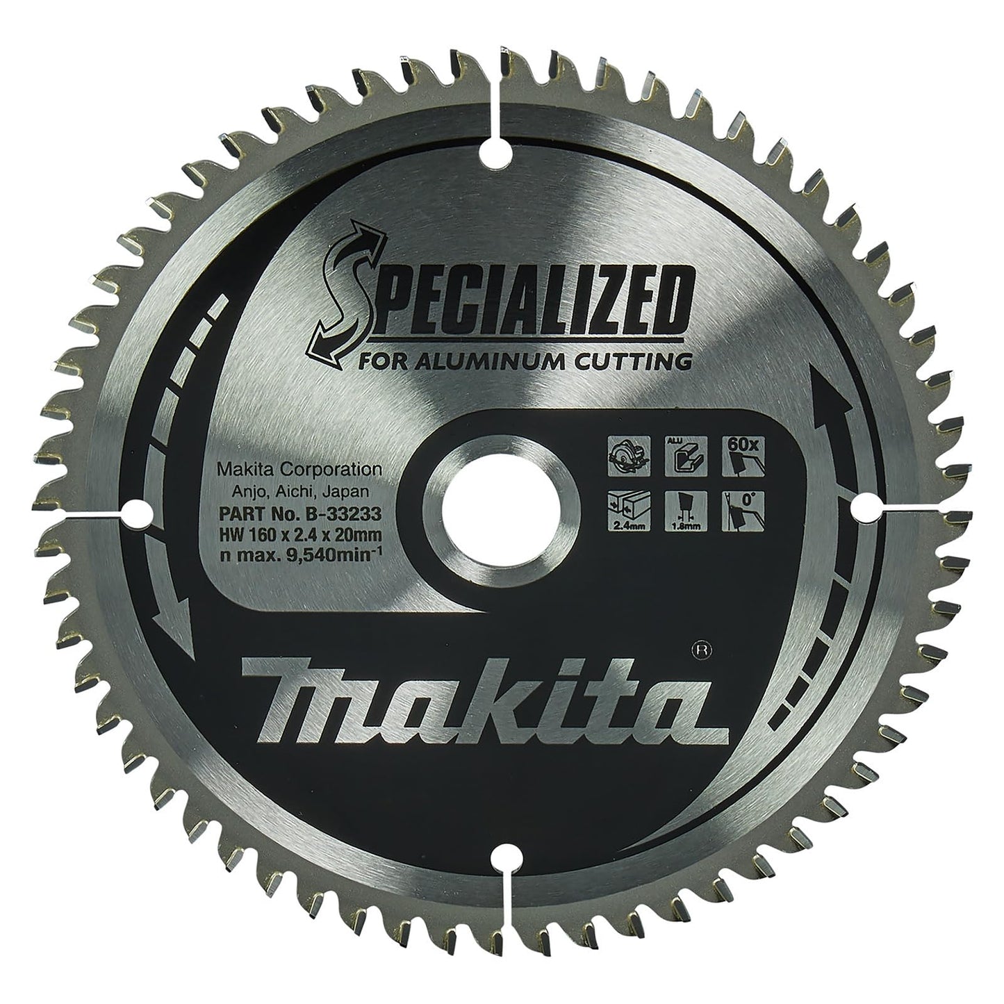 Makita B-33233 - Disco de sierra circular Specialized 160 x 20 mm, 60 dientes, para aluminio