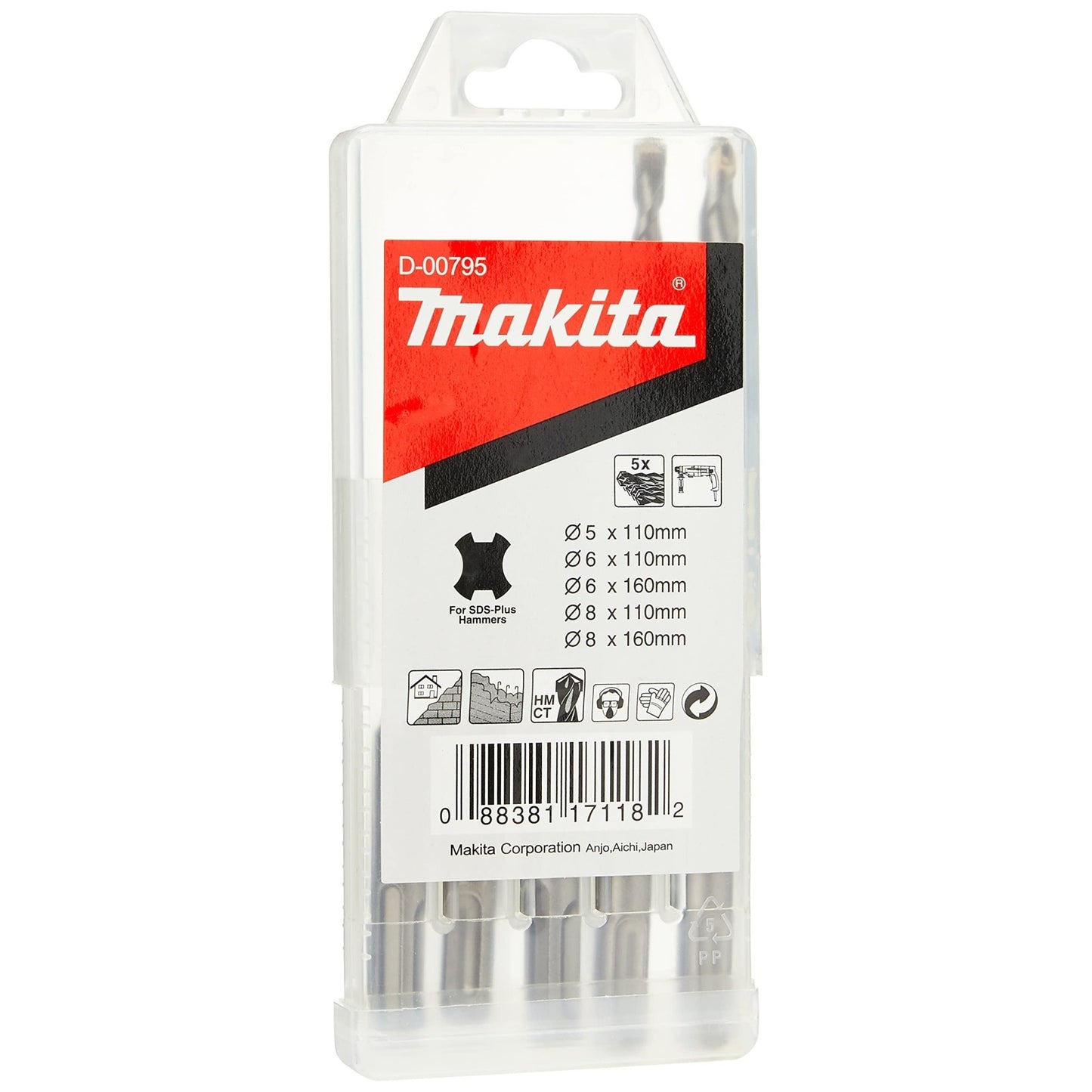 Makita D-00795 - Estuche de brocas SDS-PLUS Standmak (Lote de 5 uds) - Ferrotecnia