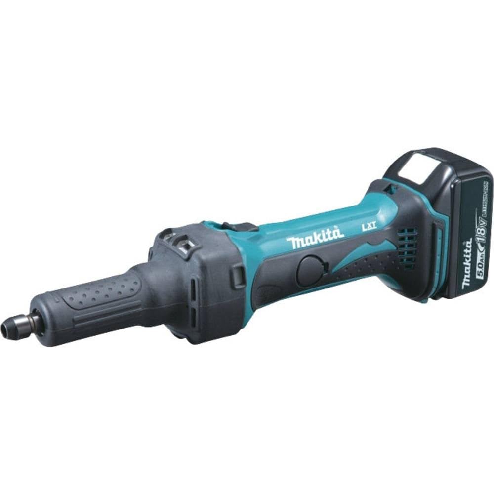 Makita DGD800RTJ - Batería amoladora recta 18 V/5,0 AH, incluye 2 baterías y cargador, 1 pieza, 350 wattsW, 18 voltsV