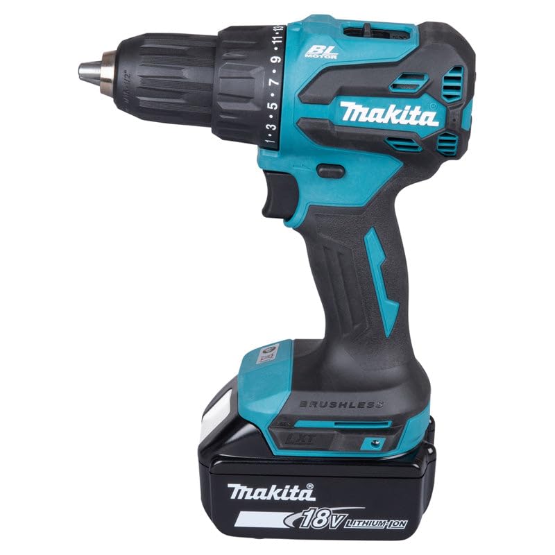 Makita DHP490WVX7 - Taladro atornillador percusión 18V 2x2Ah y caja de acceso 70pcs