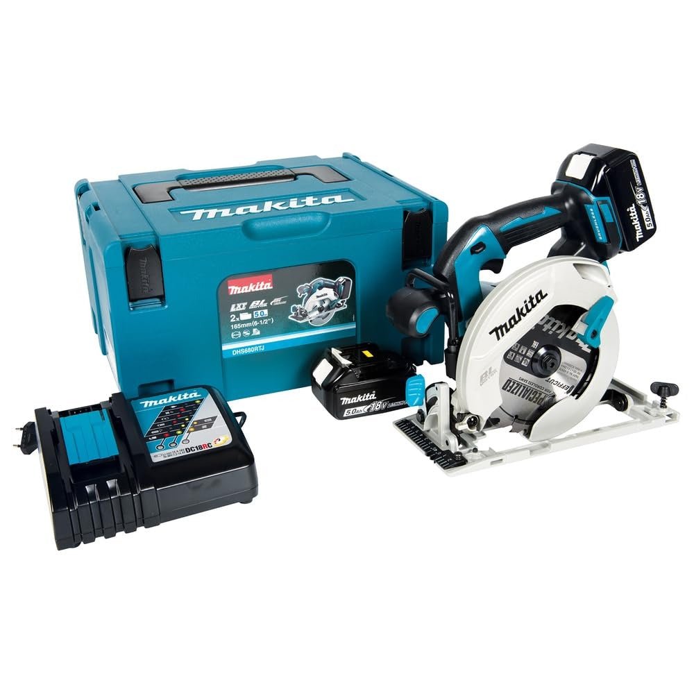 Makita DHS680RTJ - Sierra circular 18V LXT sin escobillas, 165 mm, 2x5,0 Ah - Ferrotecnia