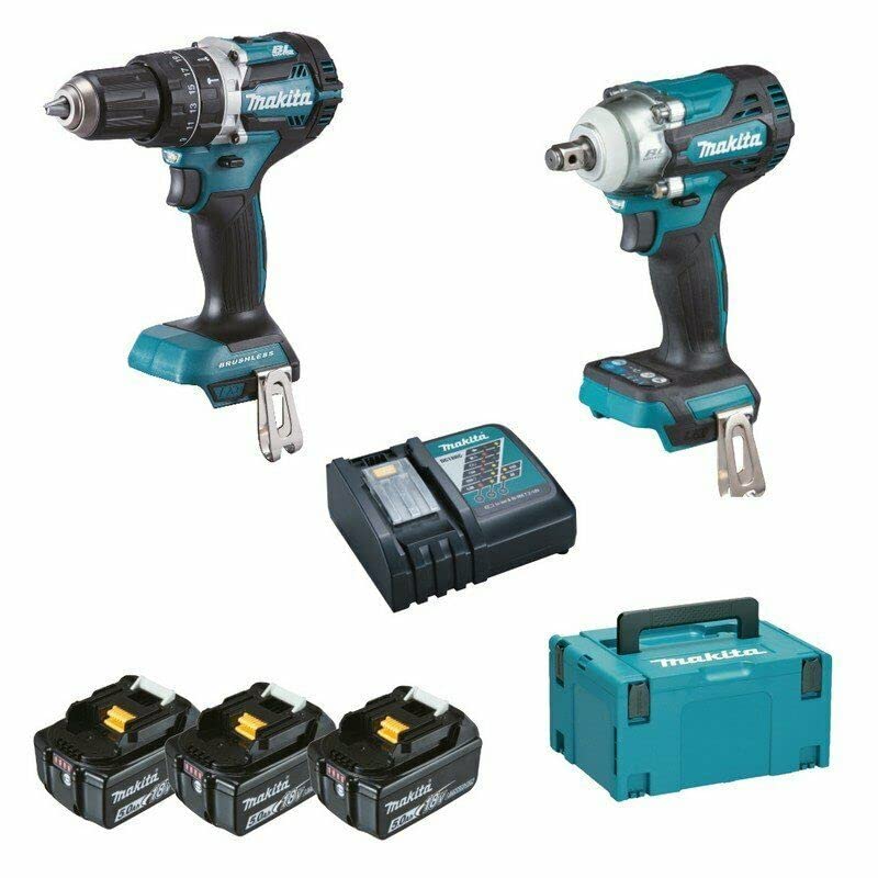 Makita DLX2359TJ1 - Combo DHP484Z + DTW300Z BL 18V LXT 5Ah 3 bat. MakPac
