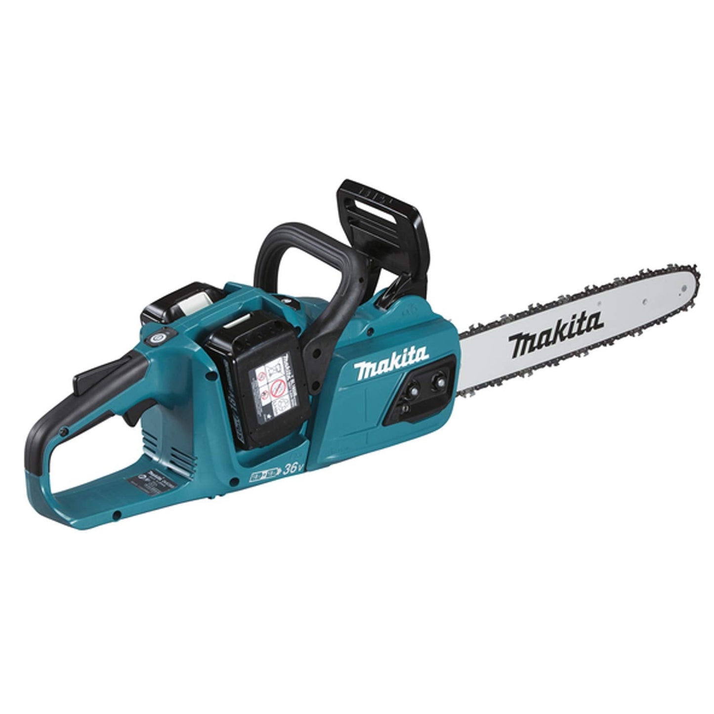 Makita DUC355PT2 - Twin 18V (36V) Li-ion LXT 35cm motosierra sin escobillas completa con 2 baterías de 5.0 Ah y cargador de doble puerto