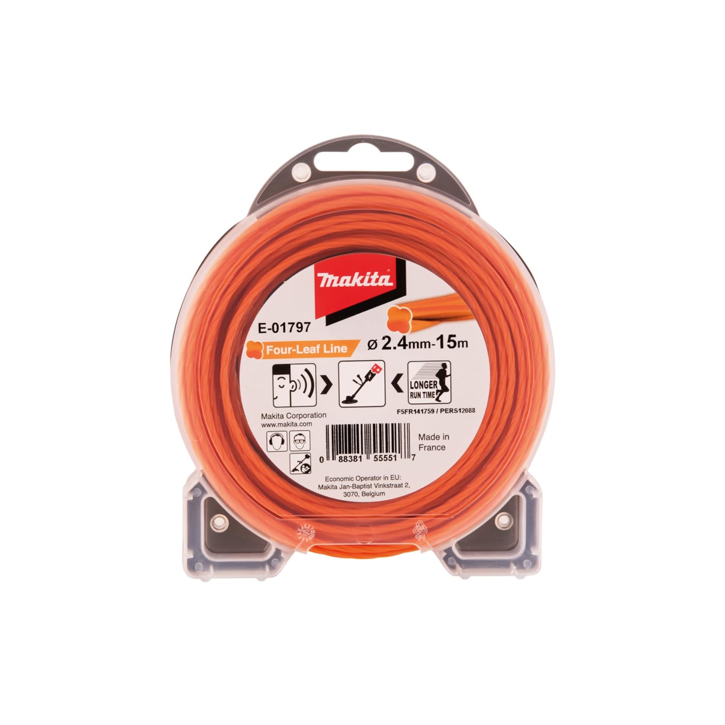 Makita E-01797 - Desbrozadora de Alambre en Forma de trébol Naranja 2,4mm 15m