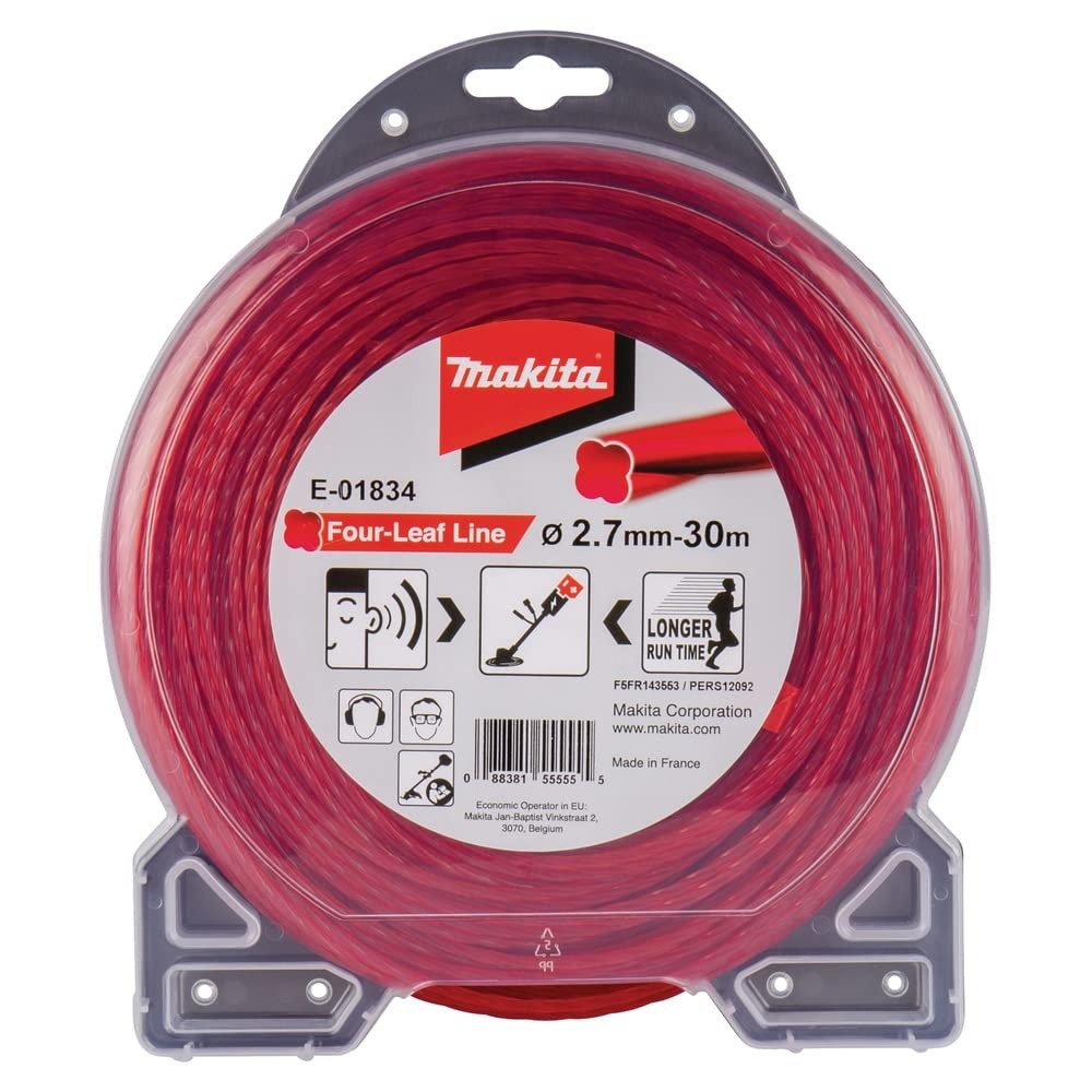 Makita E-01834 - Desbrozadora alambre forma trébol rojo cortadora hilo, 2,7mm, 30m - Ferrotecnia