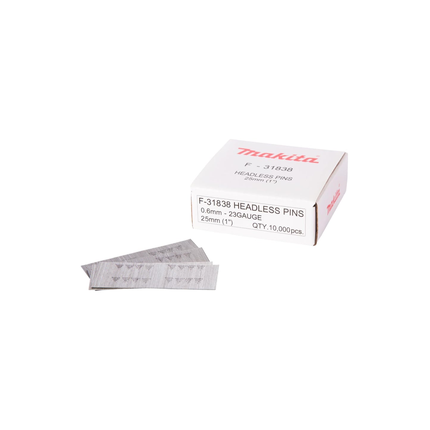 Makita F-31838 - Clavos pin, 0,6 x 25 mm, 23 Ga, 10 000 pcsF-31838 (Lote de 10000 uds)