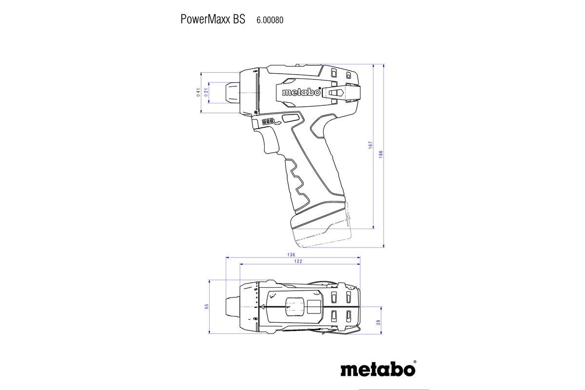 Metabo 600080710 - Juego taladro atornillador de batería PowerMaxx BS Basic